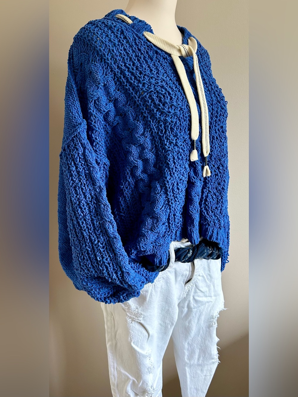 POL Cropped Knit Hoodie